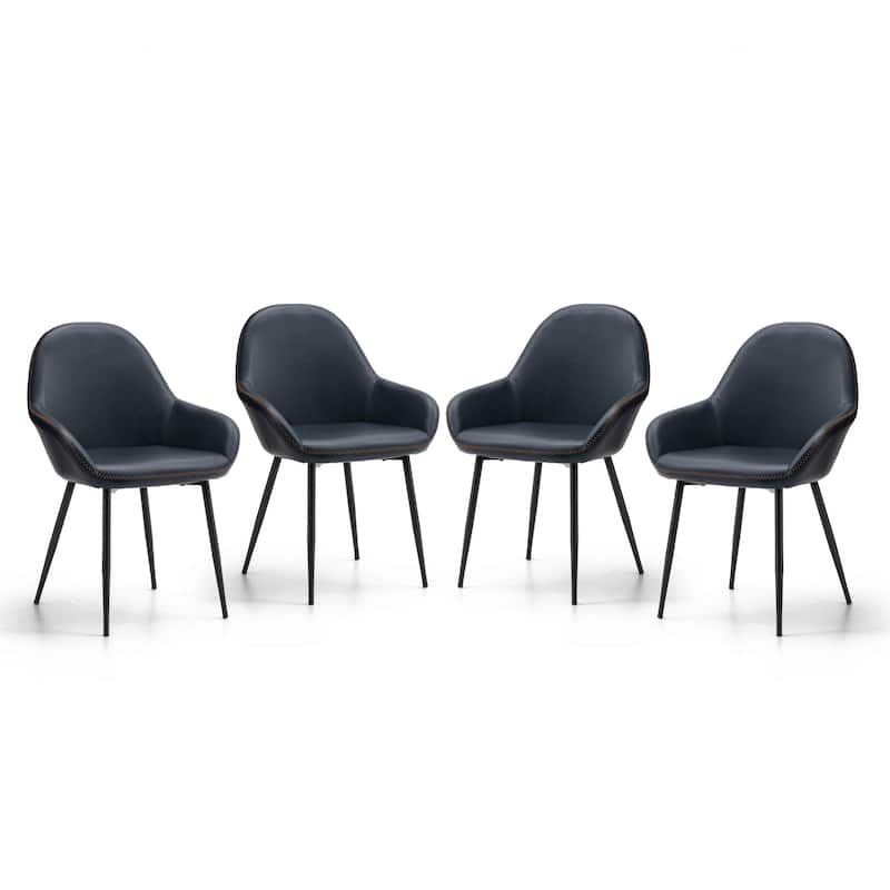 Glitzhome Set of 2/4/6 Mid-Century Modern Faux Leather Accent Dining Chairs
