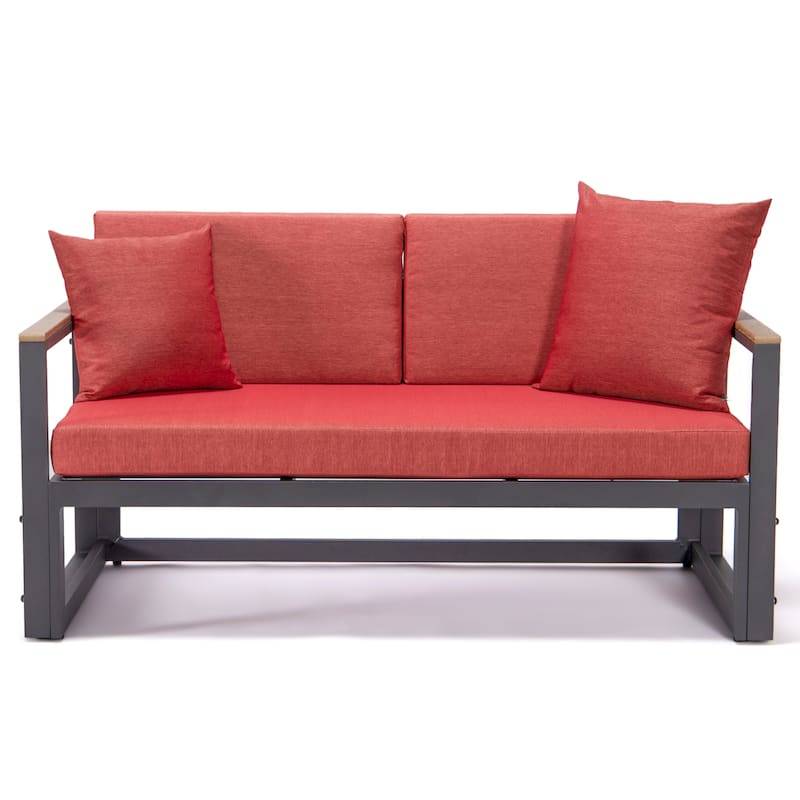 Chelsea 3-Piece Adjustable Headrest All-Weather Sectional Set in Aluminum Frame with Removable Cushion Covers for Indoor/Outdoor