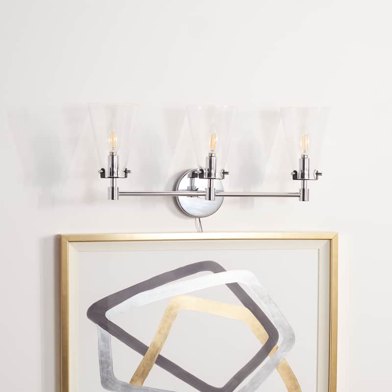 SAFAVIEH Lighting Hirono 3-Light Led Vanity Sconce - 22.8" W x 6.9" L x 9.8" H - 23Wx7Dx10H