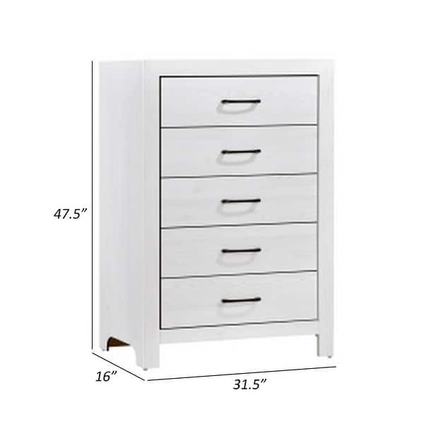 Eby 48 Inch Tall Dresser Chest, 5 Drawers with Black Nickel Handles, White  - Bed Bath & Beyond - 40386569