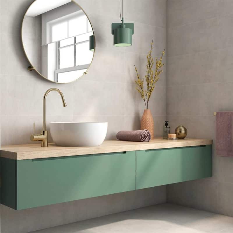 Studio 12x24 Matte Concrete Look Porcelain Tile - Floor, Wall - Large Format - Case of 7 (14 Sq. ft.) - Blanco