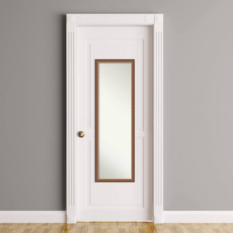 Two Tone Non-Beveled Wood Framed Full-Length On the Door Mirror - Glass Size 14x48