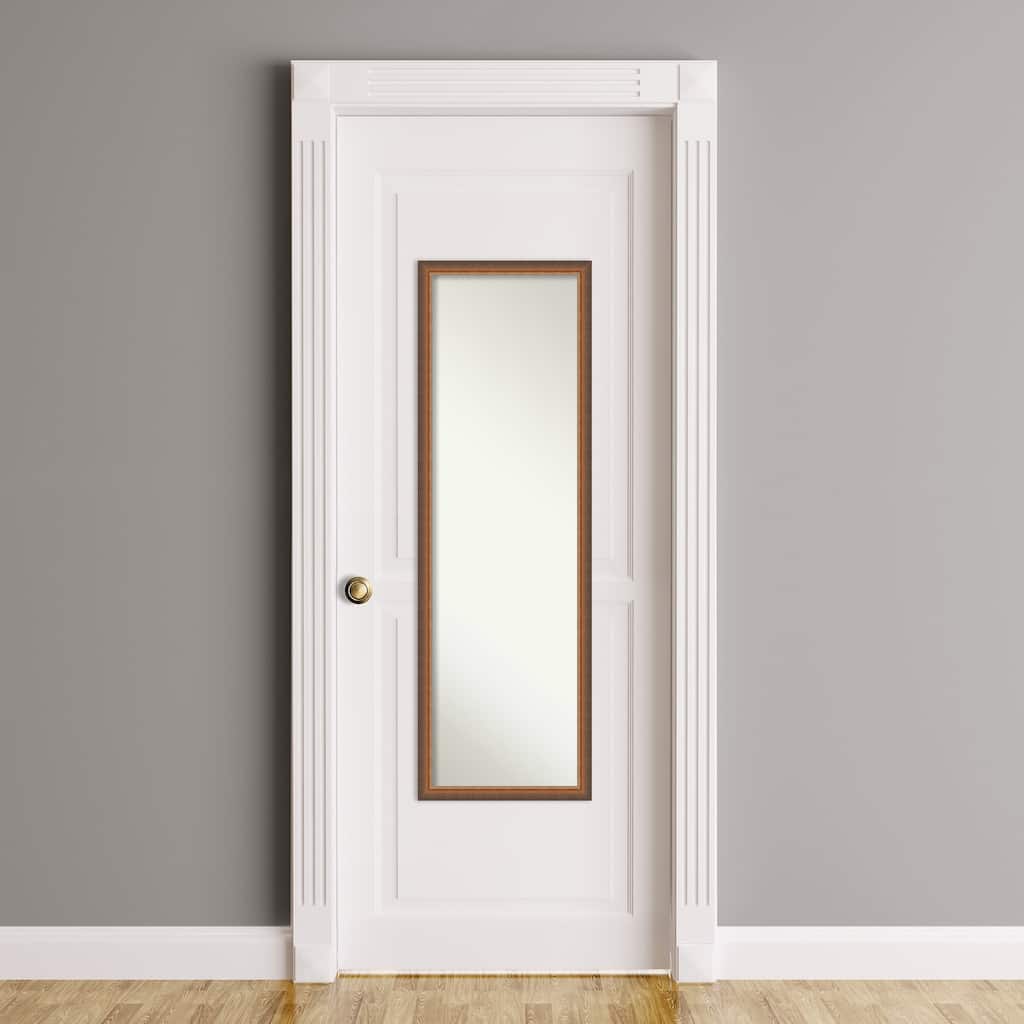 Two Tone Non-Beveled Wood Framed Full-Length On the Door Mirror - Glass Size 14x48