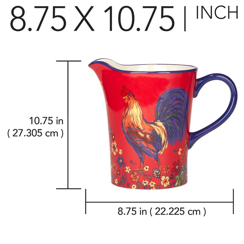 Certified International Morning Rooster Pitcher - 10.75" x 6.75" x 8.75"
