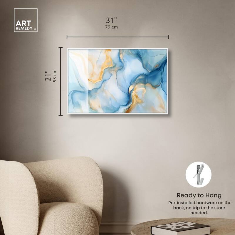 Blue Veined Gold Canvas by Art Remedy