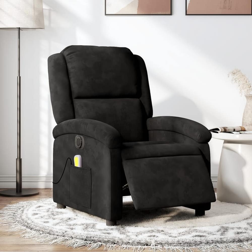 vidaXL Massage Recliner Chair Wingback Reclining Armchair for Elderly Velvet
