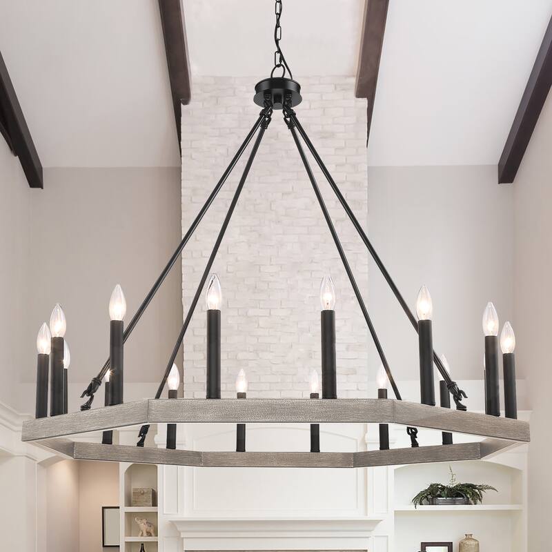 Acroma 16-light 40In Farmhouse Geometric Chandelier Candle Lighting - D 40'' * H 139''