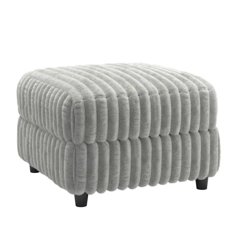 Veyron Furry Channel Fabric Down-filled Ottoman by iNSPIRE Q Modern