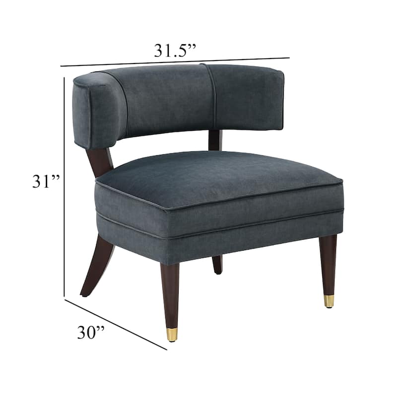 Disa Accent Armchair, Barrel Back Design, Gray Velvet, Solid Wood Legs