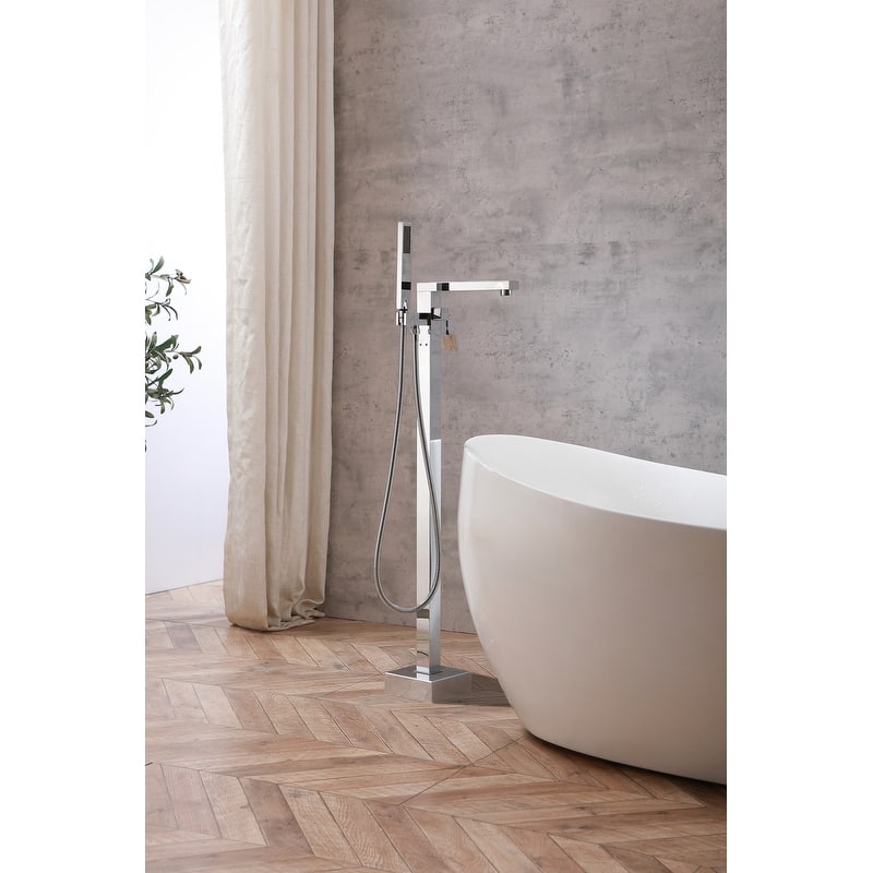 Indigo Home Floor Mounted Roman Tub Faucet with Handshower