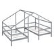 preview thumbnail 6 of 9, Double Twin Size Triangular House Kids Beds Frame with Built-in Table for Shared Space, Solid Pine Construction, Grey