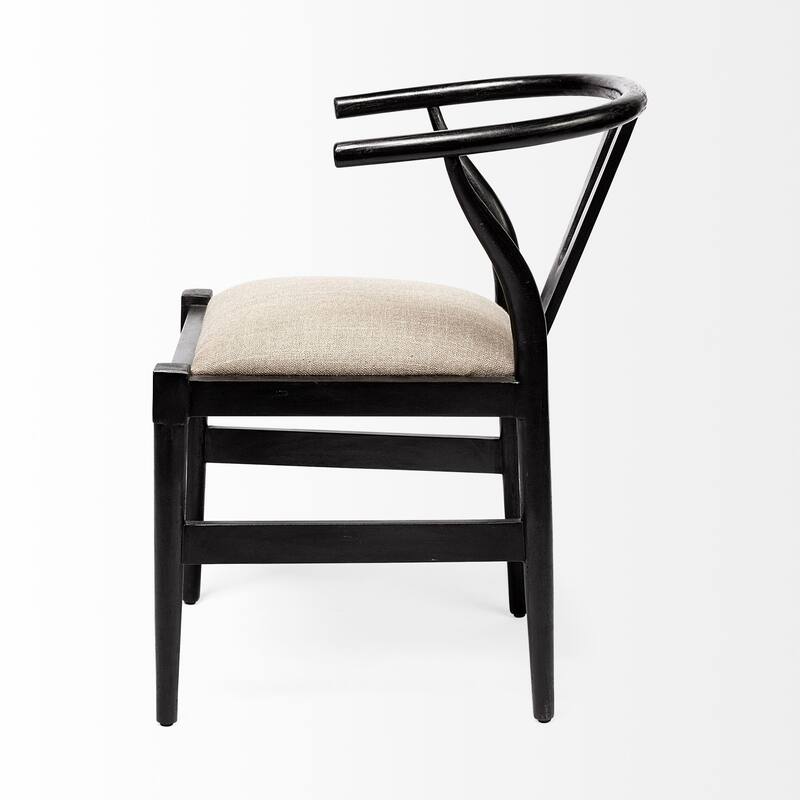 Trixie Beige Fabric Seat With Black Solid Wood Frame Dining Chair - 20"W x 22.5"D x 31"H