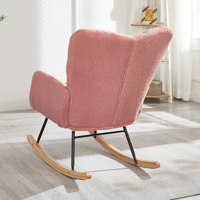 Roomfitters Modern Rocking Chair, Comfortable Nursery Glider with Solid Wood Base for Living Room Bedroom