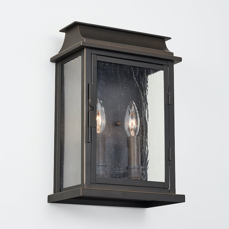 Bolton Oiled Bronze Outdoor Wall Lantern w/ Antiqued Glass