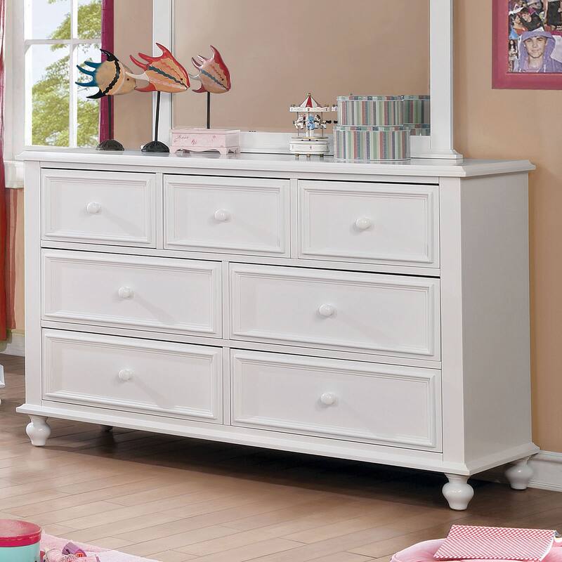 7 Drawers Wooden Dresser - White