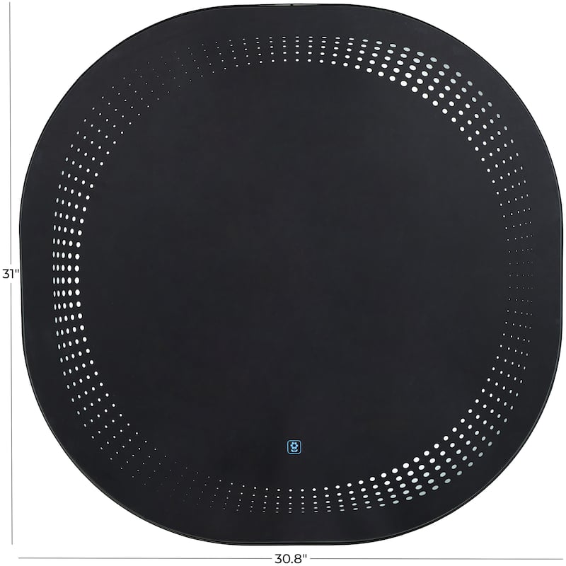 Glass LED Wall Mirror with Speckled Pattern - Silver - Roche River Decor