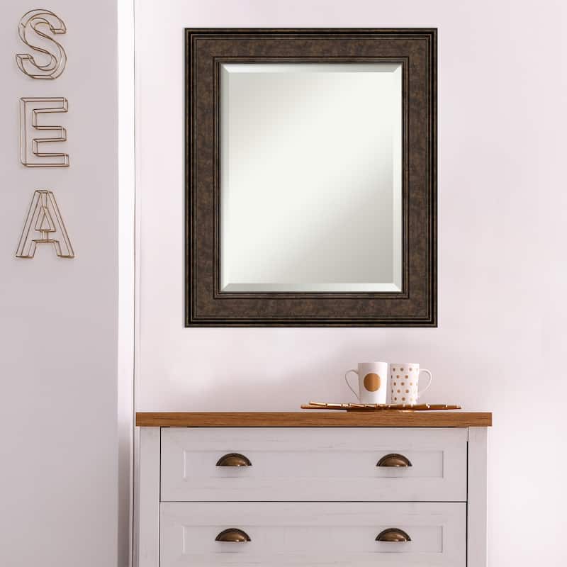 Beveled Bathroom Wall Mirror - Ridge Bronze Frame