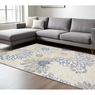 HomeRoots Floral Contemporary Rectangle Area Rug - 120.00 in. x 96.00 in. x 0.50 in.