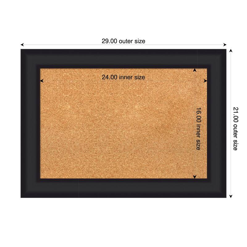 Oliver Black Wood Framed Cork Board - Bulletin Board, Organization Board, Pin Board - Natural - 29 x 21 in