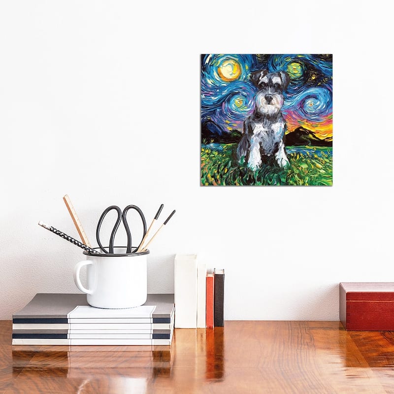 iCanvas "Schnauzer Night" by Aja Trier Canvas Print - 12x12x1.5