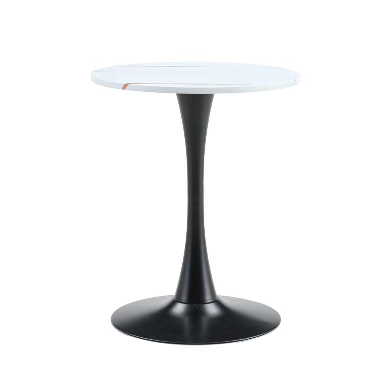Round Thickened Table Top Coffee Table, Metal Pedestal Side Table Modern Bistro Table