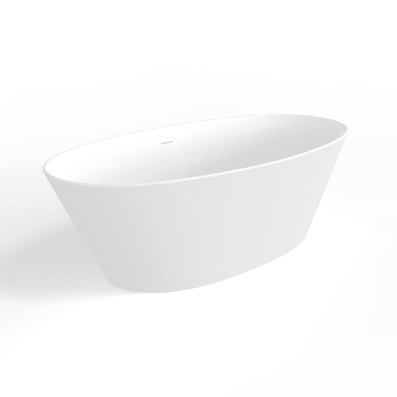 67 Inch Solid Surface Freestanding Soaking Bathtub in Matte White
