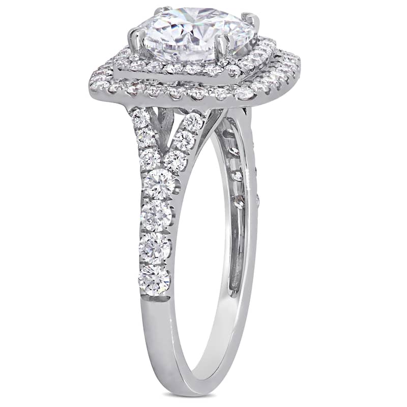 Miadora 2-4/5ct TDW Diamond Double Halo Engagement Ring in 14k White Gold