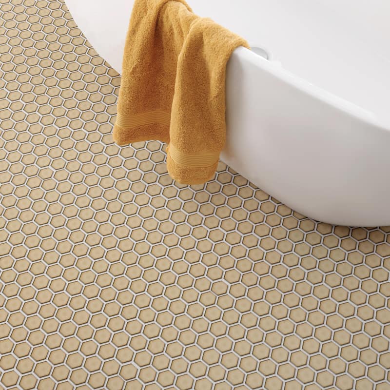 Merola Tile Hudson Due 2" Hex Caffe 10-7/8" x 12-5/8" Porcelain Mosaic Floor and Wall Tile