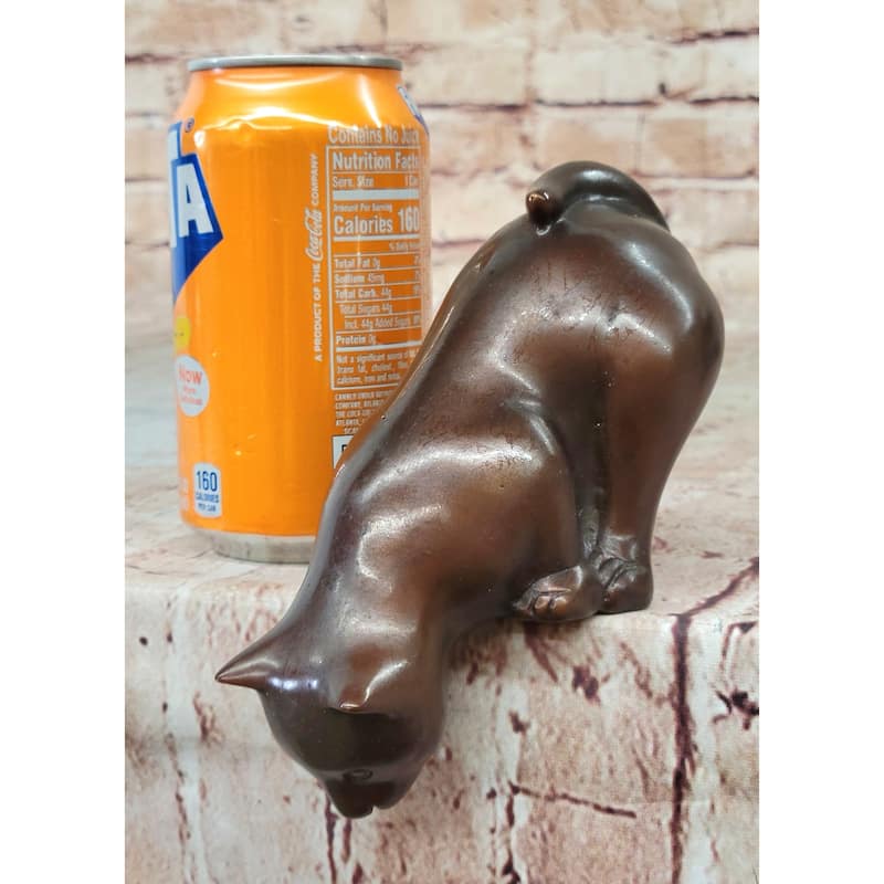 Cat Kitten Sitting On The Edge Bronze Figurine Sculpture Figure Collectible 3 Inches X 6 Inches