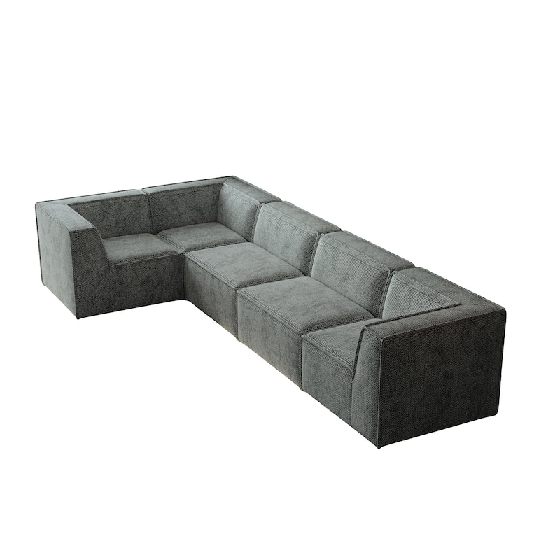 106"x106" Chenille Modular L-Shaped Sectional Sofa with 5-Piece Free Combination, Foam-Filled Cushions & No-Assembly Design