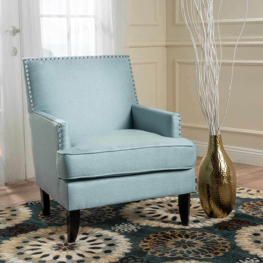 Light Blue Club Chair Accent Chair Vanity Chair Arm Chair Reading Chair Fabric Padded Chair Leisure Chair