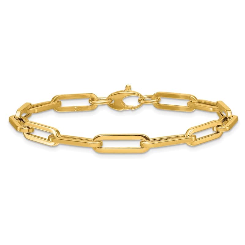 Curata Solid 18k Yellow Gold 7.5" 5.3mm Paperclip Link Bracelet