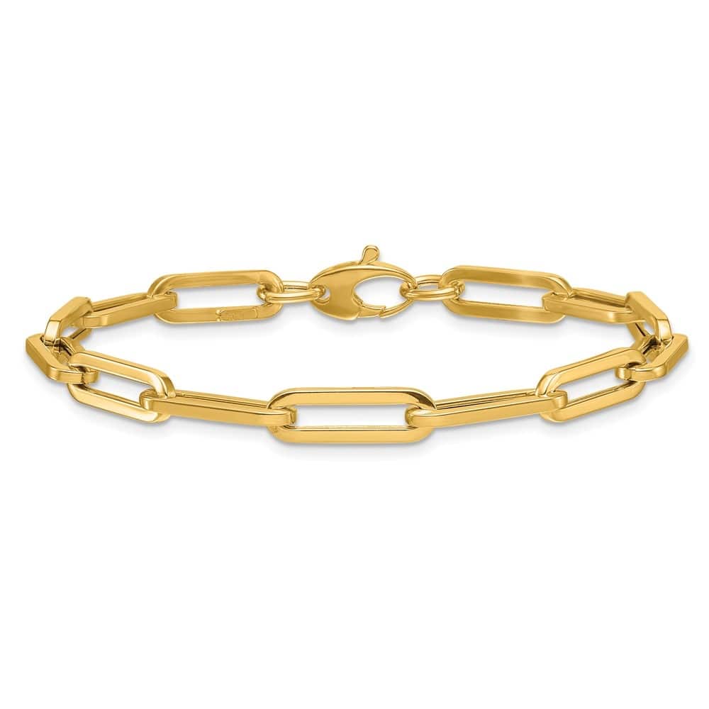 Curata Solid 18k Yellow Gold 7.5" 5.3mm Paperclip Link Bracelet