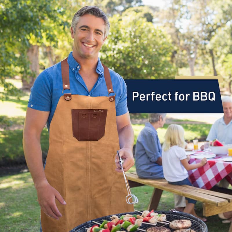 Kings County Tools Shop Apron - Premium Suede Leather Woodworking, Carpenters or BBQ Apron for Men