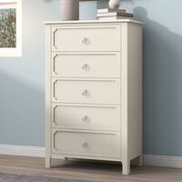 Wooden Drawers Dresser Chest, Five Large Drawers and Silver Metal ...