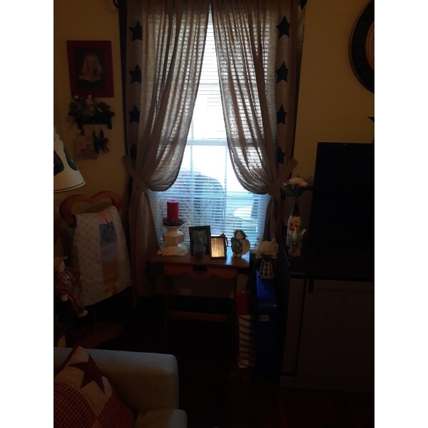 Farmhouse Curtains VHC Burlap Natural Stars Panel Pair Rod Pocket ...