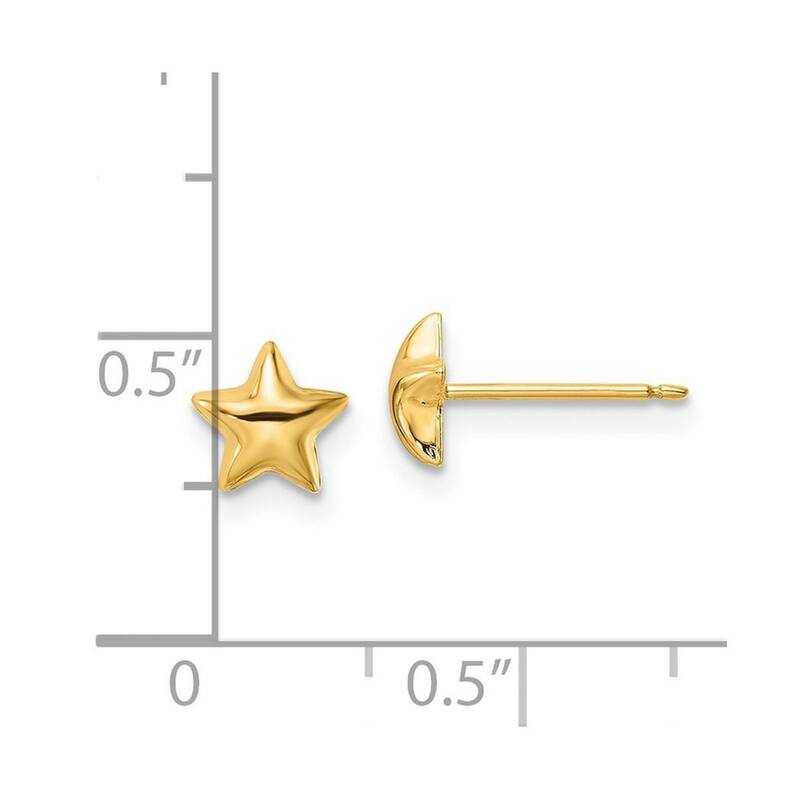 Curata 14k Yellow Gold 6.5mm Polished Star Post Earrings