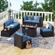 preview thumbnail 166 of 179, AOXUN Fire Pit Conversation Set Rattan Sofa Set Outdoor Furniture With Cushions Black-Blue - 8-Piece