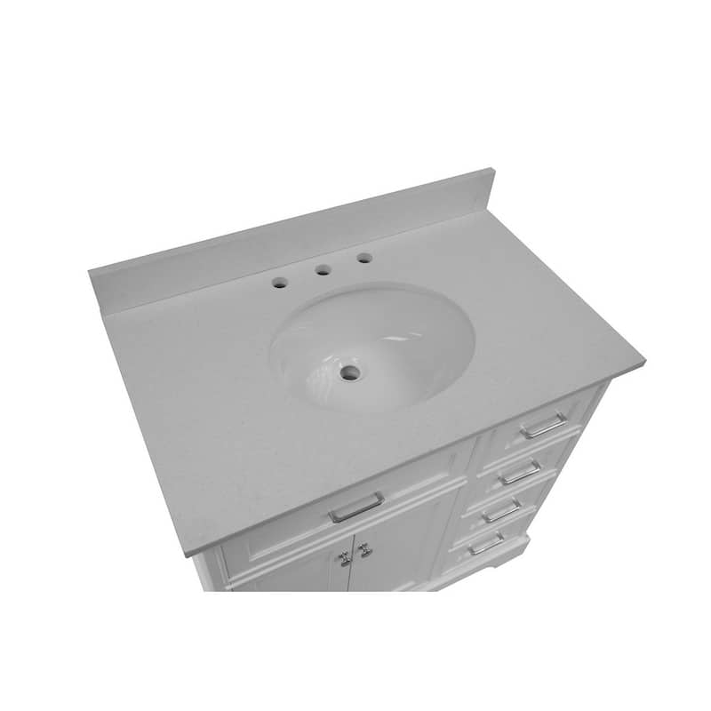 KitchenBathCollection Aria 36" Bathroom Vanity with Quartz Top