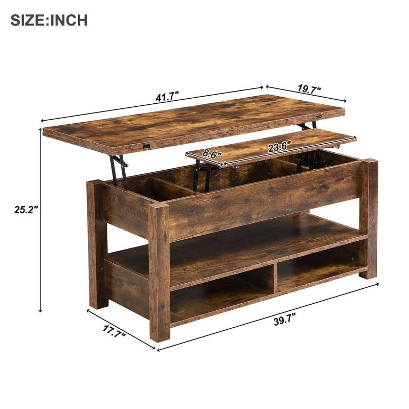 Living Room Wood Coffee Table with Lift Top,Modern Cocktail Table with Storage Shelves