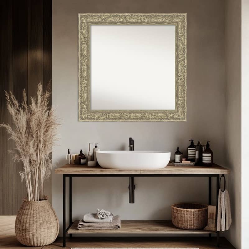 Luxe Non-Beveled Framed Bathroom Vanity Wall Mirror