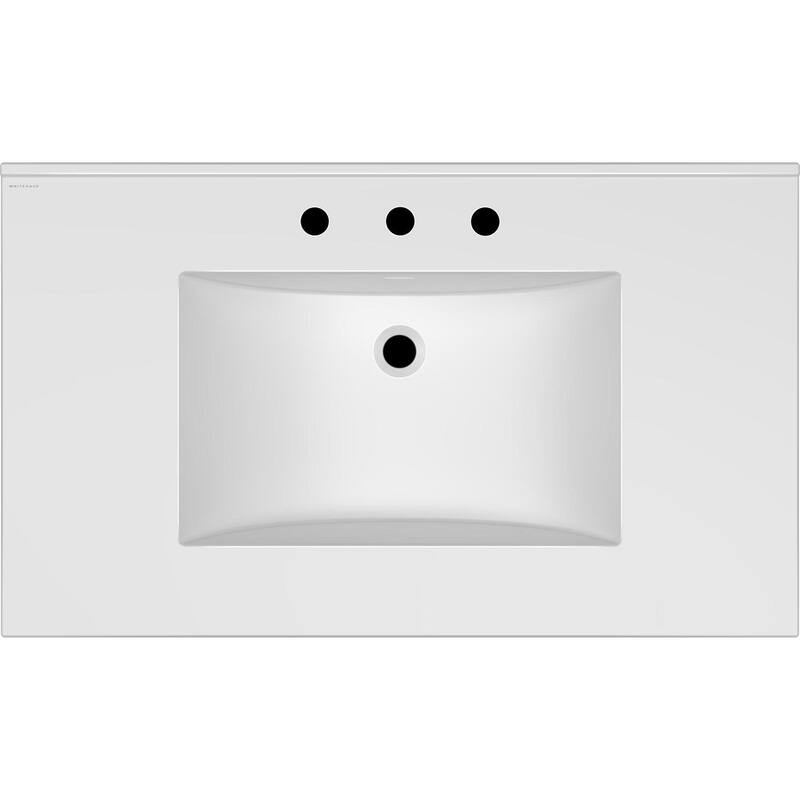 Whitehaus WHCS3722-3H 37" Rectangular Vitreous China Drop In Bathroom