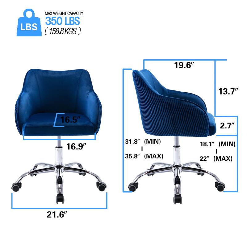 Corvus Braff Velvet Upholstered Adjustable Ergonomic Office Chair