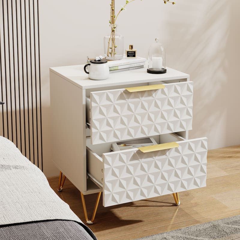 Light-Luxury Nightstand with 2 Drawers