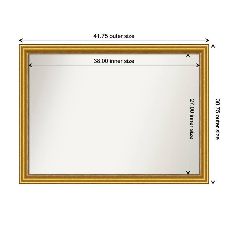 Townhouse Gold Framed Non-Beveled Custom Wall Mirror, Bathroom Vanity Mirror - Outer Size: 41.75 x 30.75