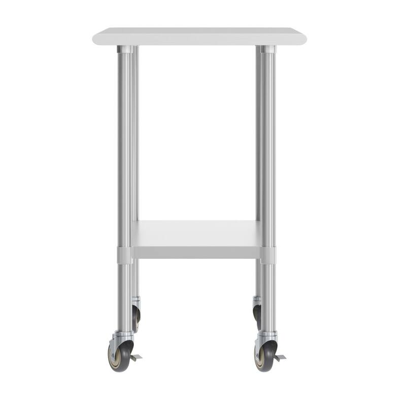 Commercial Stainless Steel 18 Gauge Worktable with Undershelf and Casters