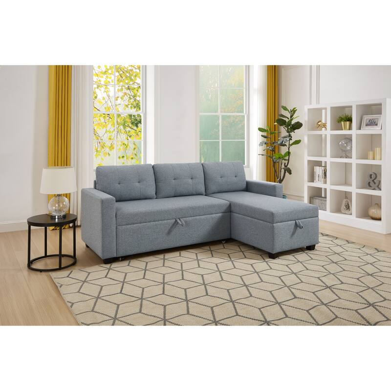GDFStudio - Ethan Modern Pull-Out Sectional Sofa with Storage Chaise and Reversible Layout