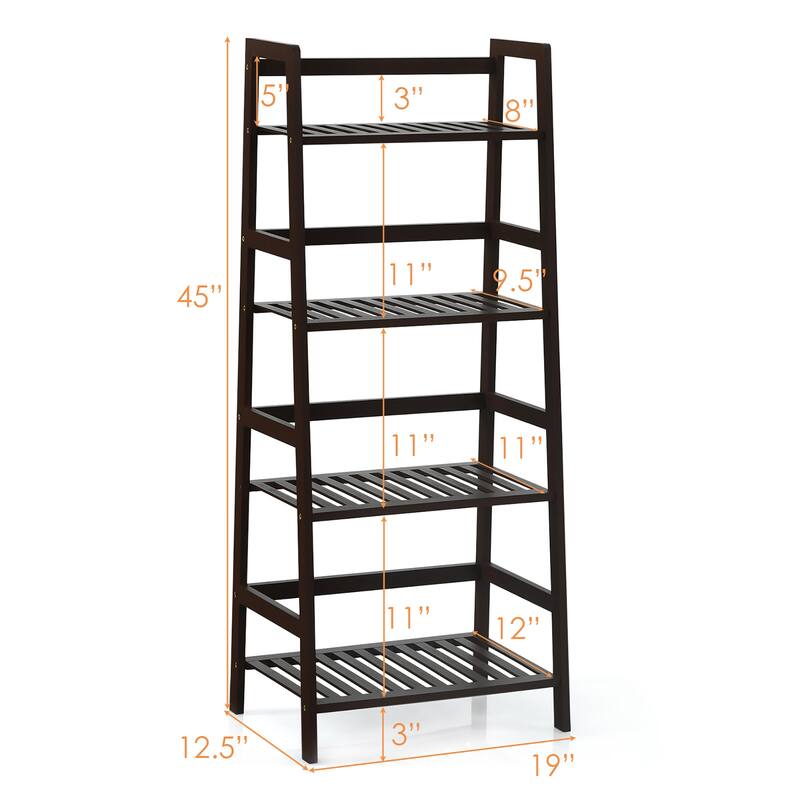 Costway 4-Tier Bamboo Ladder Shelf Plant Display Stand Rack Bookshelf - See details