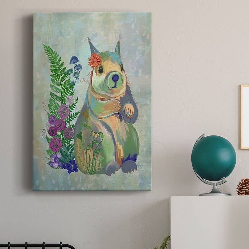Fantastic Florals Squirrel Premium Gallery Wrapped Canvas - Ready to Hang