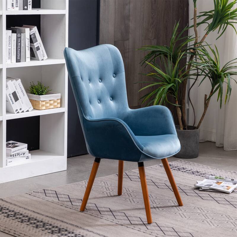 Contemporary Silky Velvet Tufted Button Back Accent Chair
